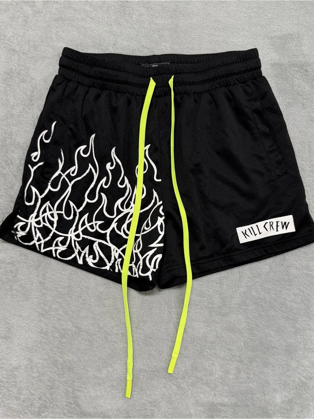 Kill Crew Muay Thai Flame Shorts Mens Medium Black Graphic Logo Athletic 4